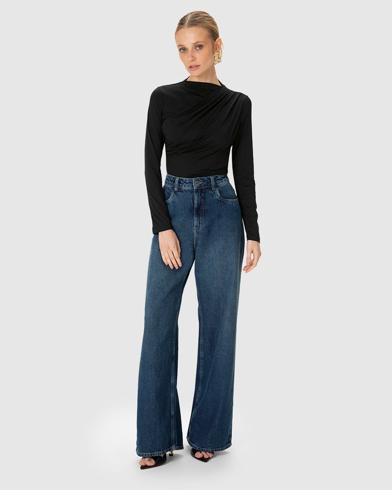 Blusa Justa Feminina Manga Longa Franzido Lateral Malha Conforto Dry - ENFIM