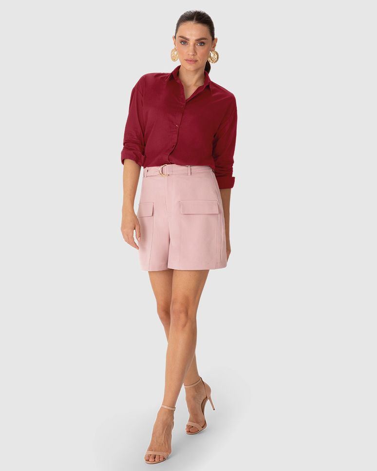 Camisa Feminina Oversized Manga Longa Em Tricoline - ENFIM