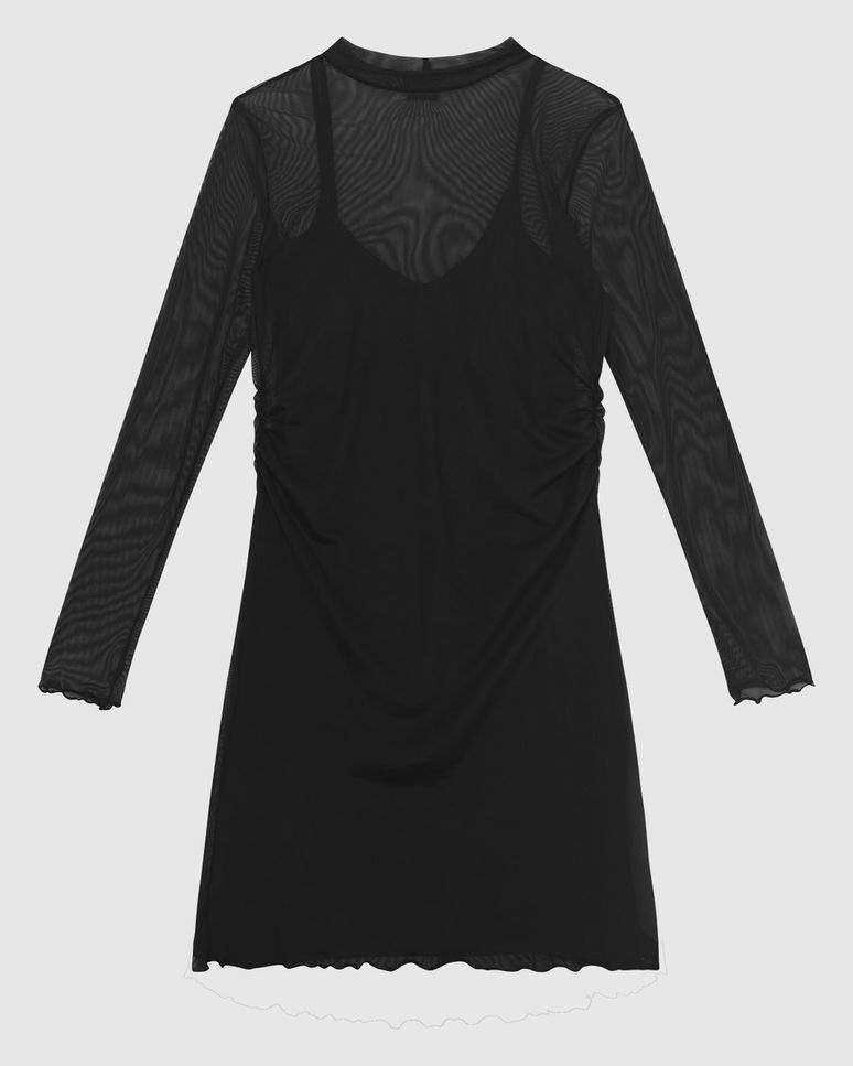 Kit Vestido Feminino Evasê Tule Manga Longa E Vestido Interno Viscose - ENFIM