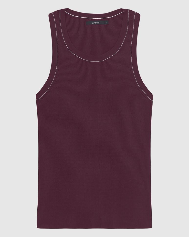 Regata Justa Feminina Detalhe Costura Contraste Em Tricô - ENFIM