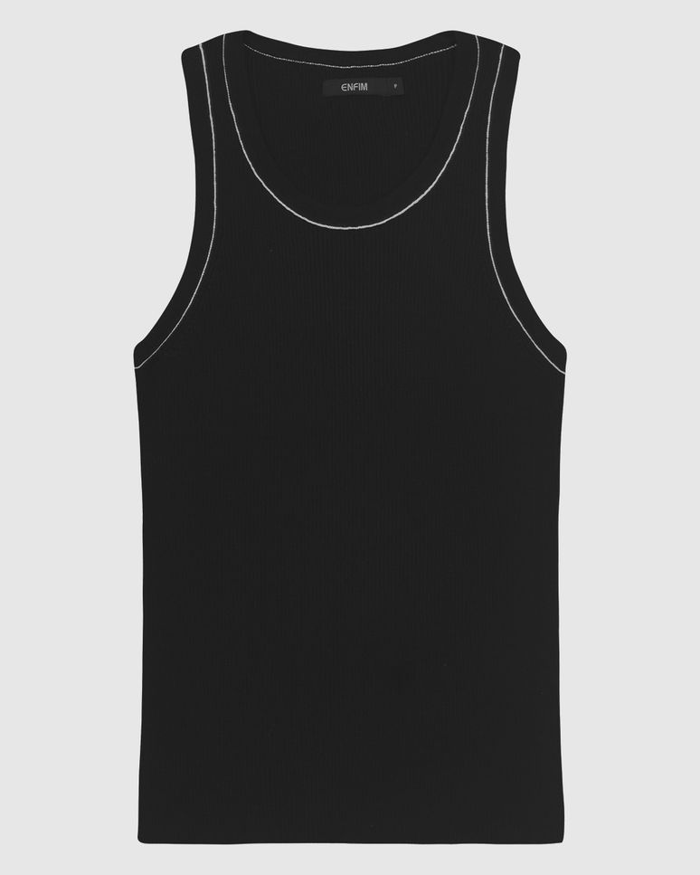 Regata Justa Feminina Detalhe Costura Contraste Em Tricô - ENFIM