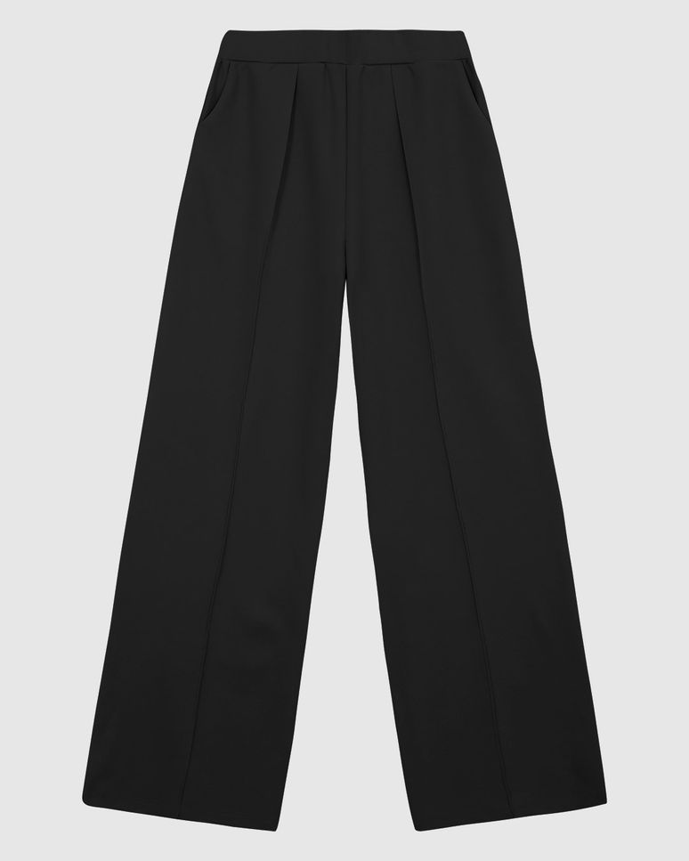 Calça Feminina Reta Bolso Faca Em Malha Creponada - ENFIM