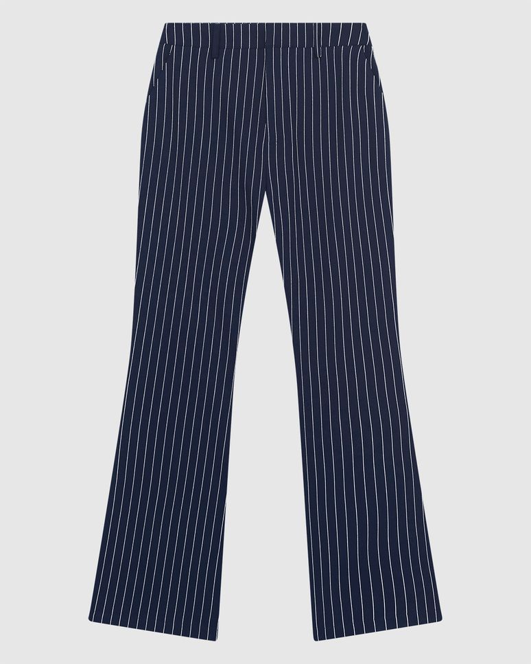 Calça Feminina Flare Risca De Giz Em Tecido Alfaiataria - ENFIM