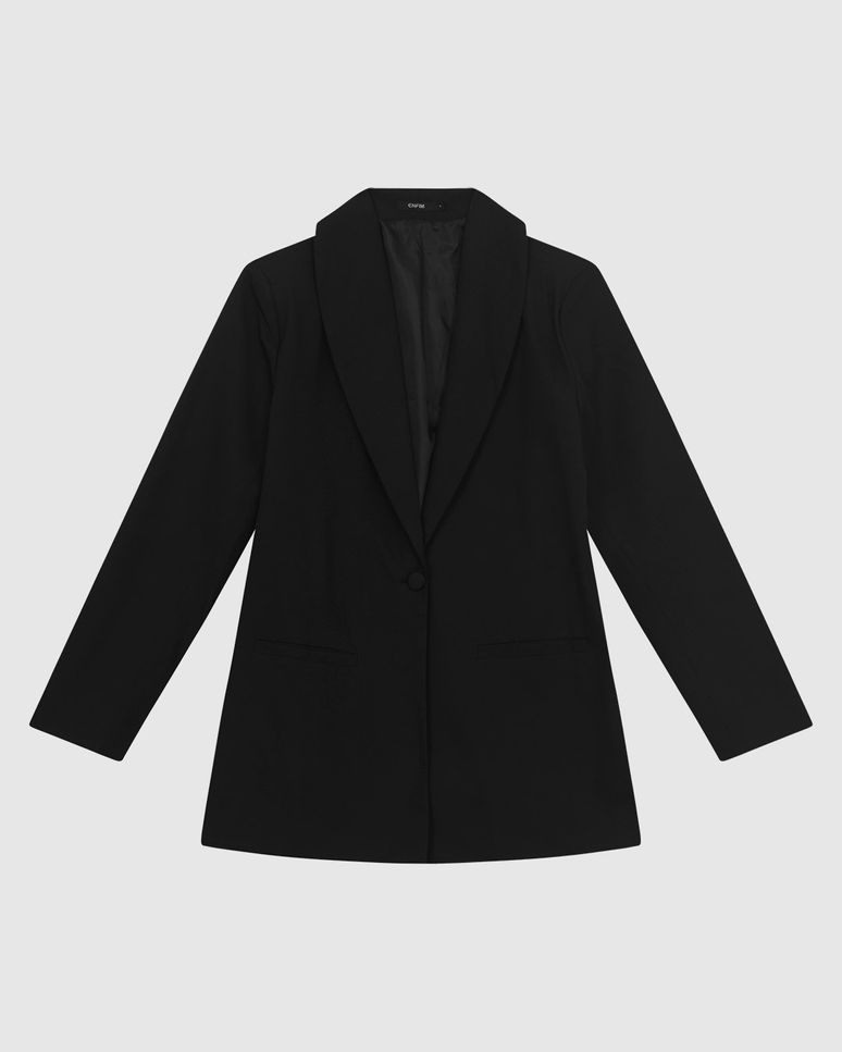 Blazer Feminino Alongado Abotoamento Único Em Tecido Alfaiataria - ENFIM