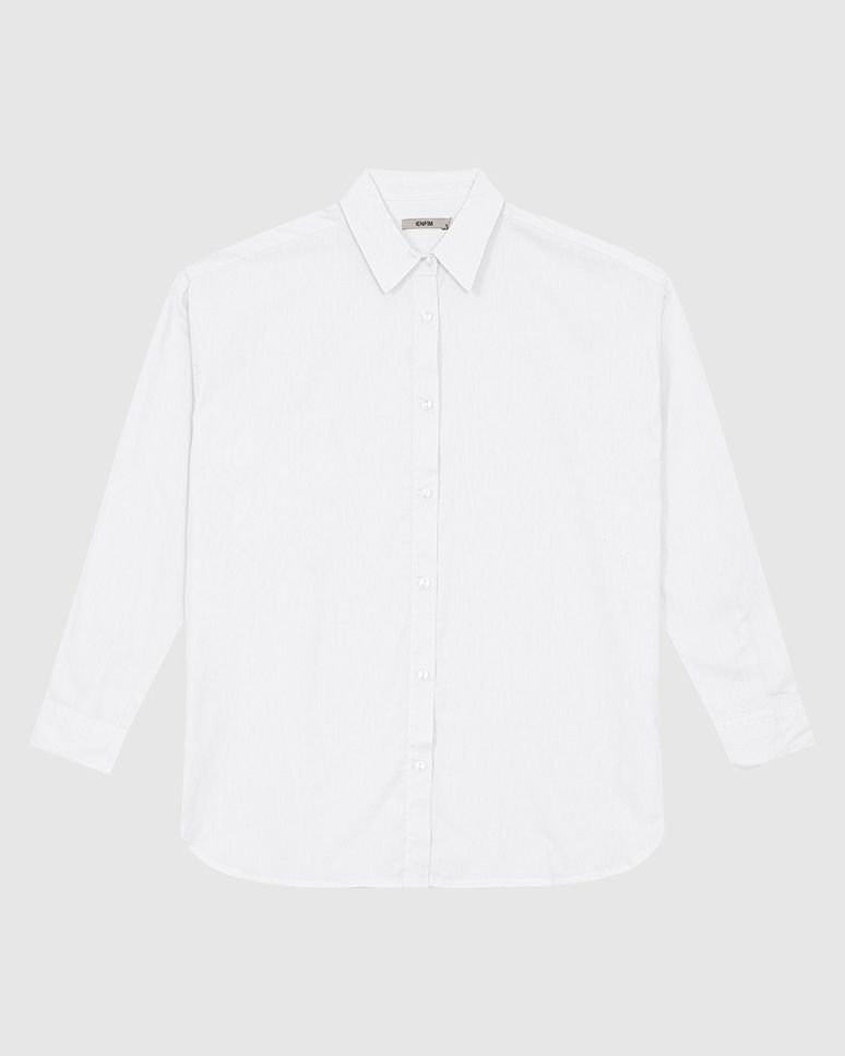 Camisa Feminina Oversized Manga Longa Em Tricoline - ENFIM