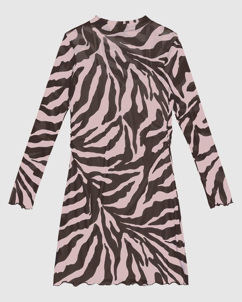 Kit Vestido Feminino Evasê Tule Zebra Manga Longa E Vestido Interno - ENFIM