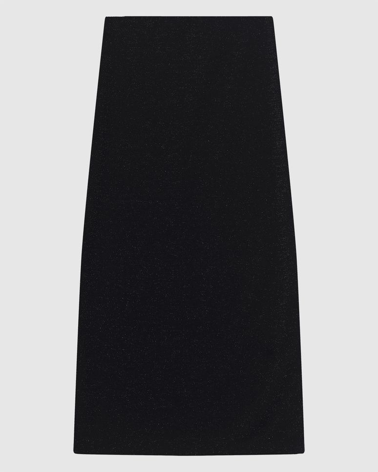 Saia Midi Feminina Reta Fenda Lateral Em Malha Crepe Lurex - ENFIM