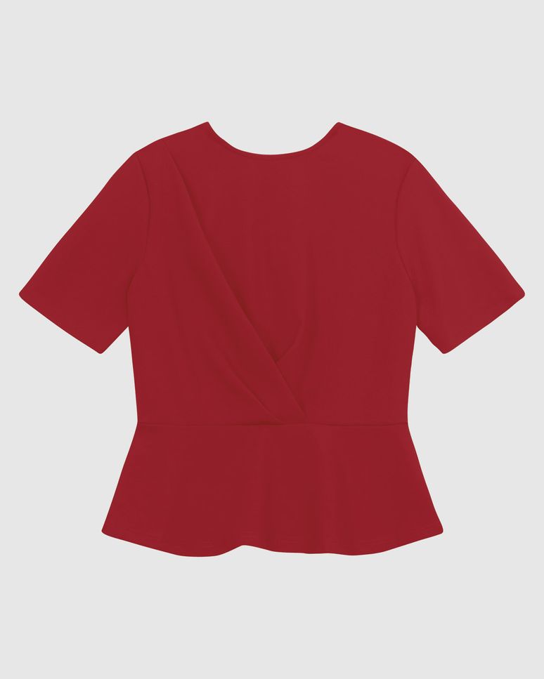 Blusa Feminina Peplum Torção Manga Curta Em Malha Creponada - ENFIM