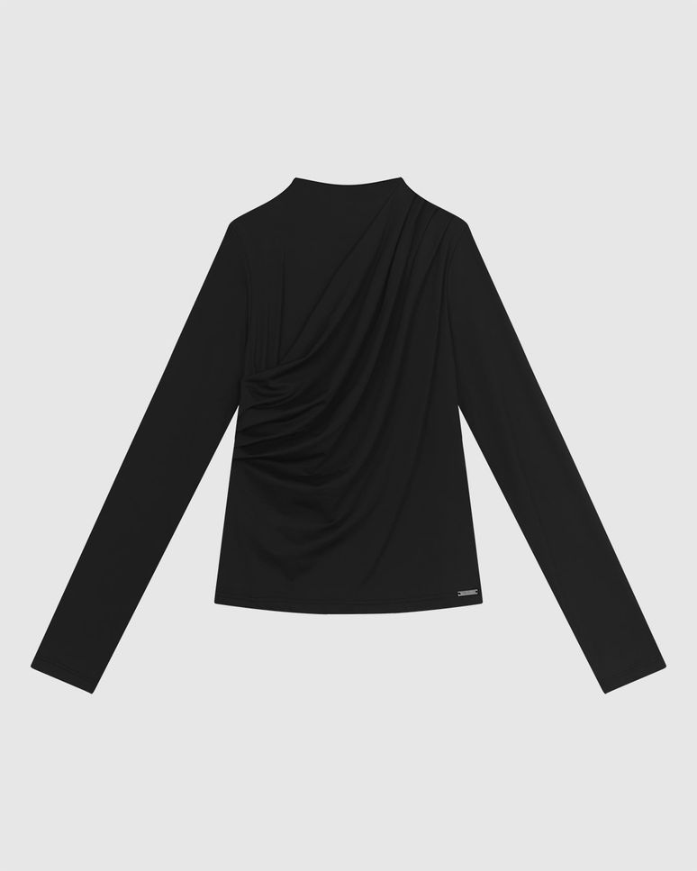 Blusa Justa Feminina Manga Longa Franzido Lateral Malha Conforto Dry - ENFIM