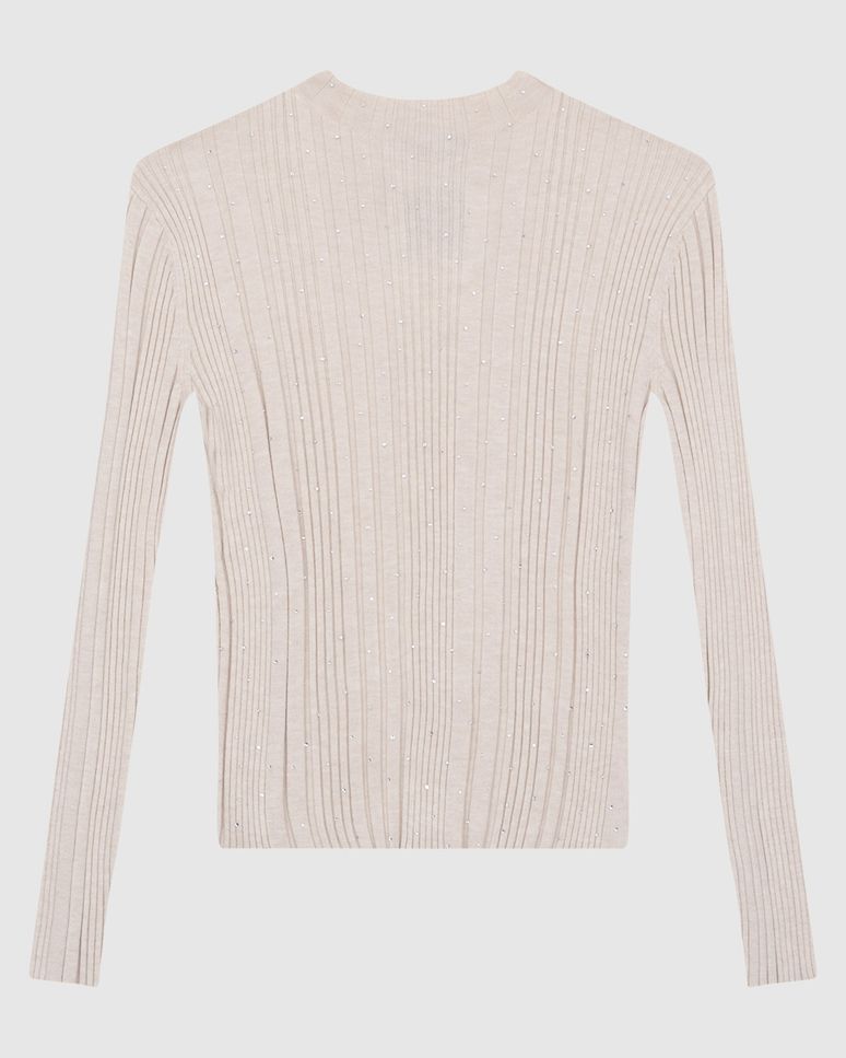 Blusa Justa Feminina Gola Alta Aplique Termocolante Strass Em Tricô - ENFIM