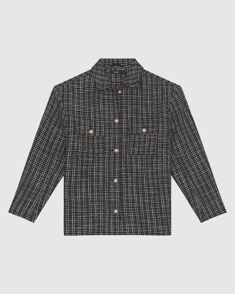 Jaqueta Ampla Feminina Bolso Lapela E Botão Em Tweed - ENFIM