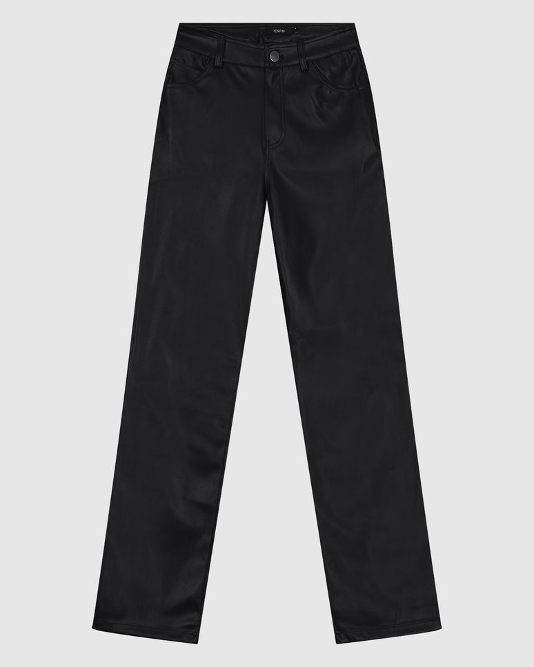 Calça Reta Feminina Em Corino - ENFIM