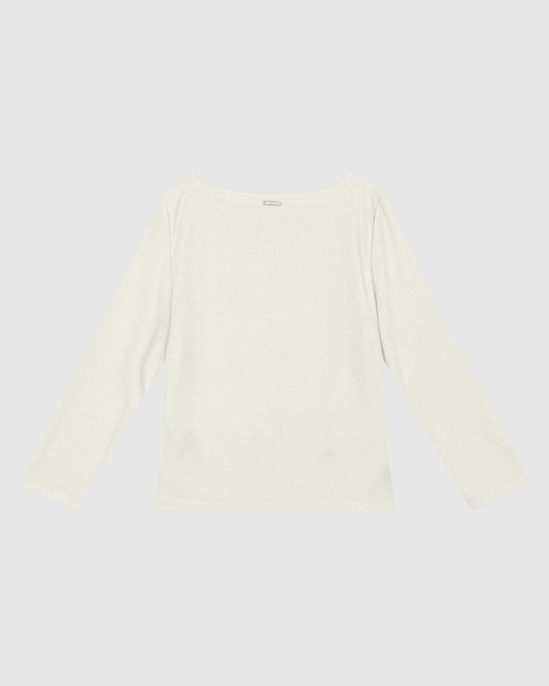 Blusa Justa Feminina Decote Canoa Manga 7/8 Em Malha Crepe Lurex - ENFIM