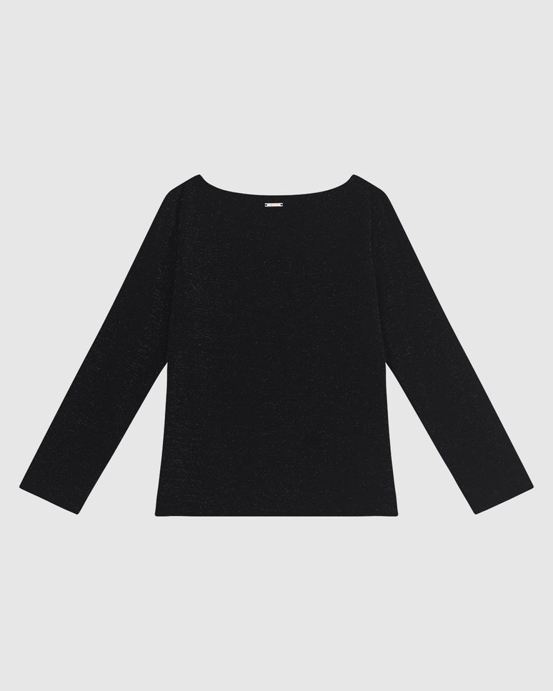 Blusa Justa Feminina Decote Canoa Manga 7/8 Em Malha Crepe Lurex - ENFIM