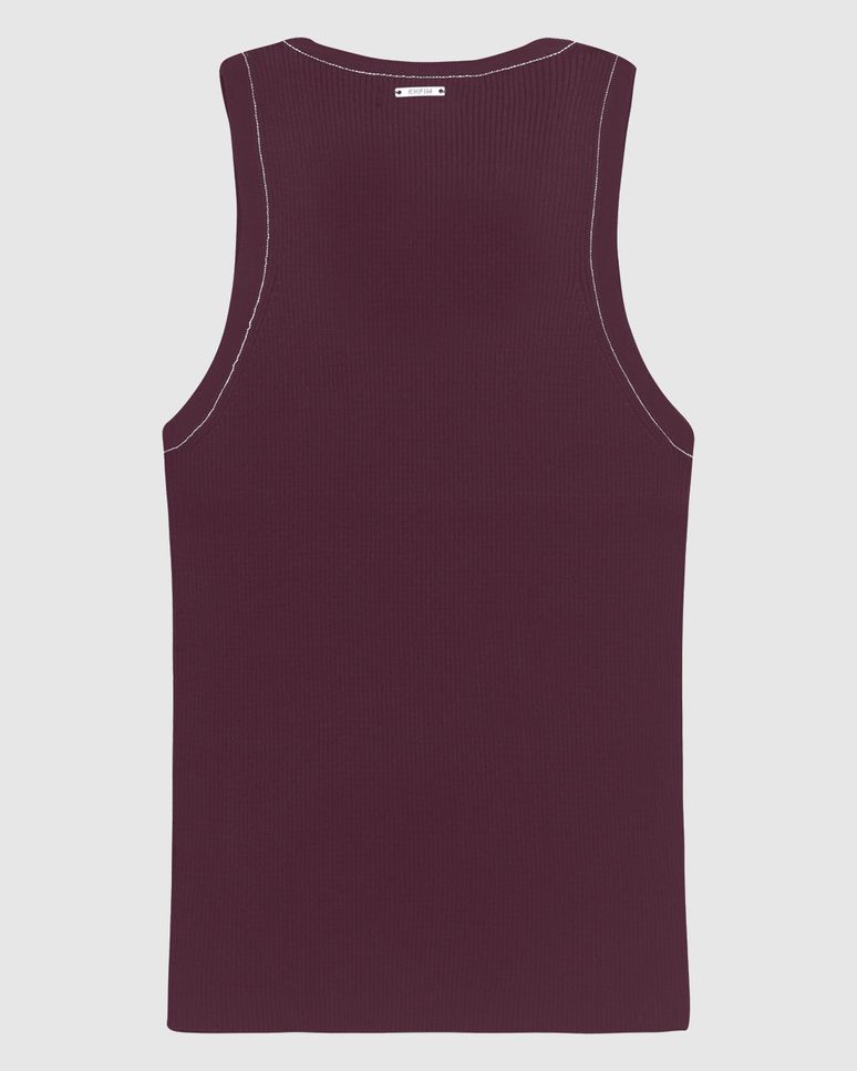 Regata Justa Feminina Detalhe Costura Contraste Em Tricô - ENFIM