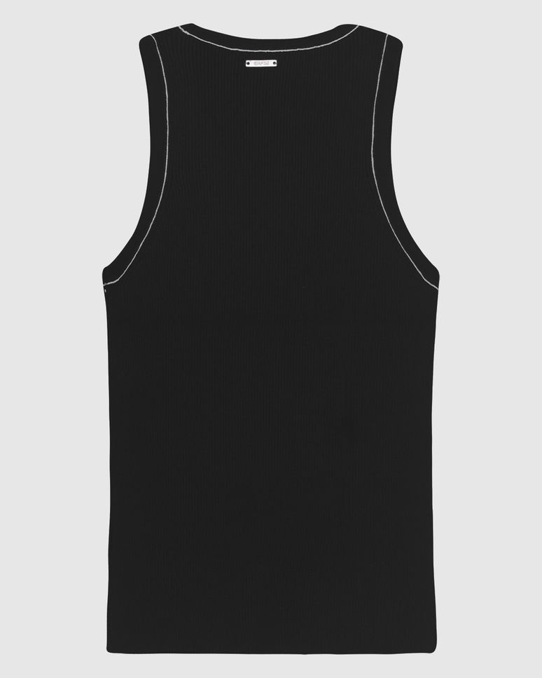 Regata Justa Feminina Detalhe Costura Contraste Em Tricô - ENFIM