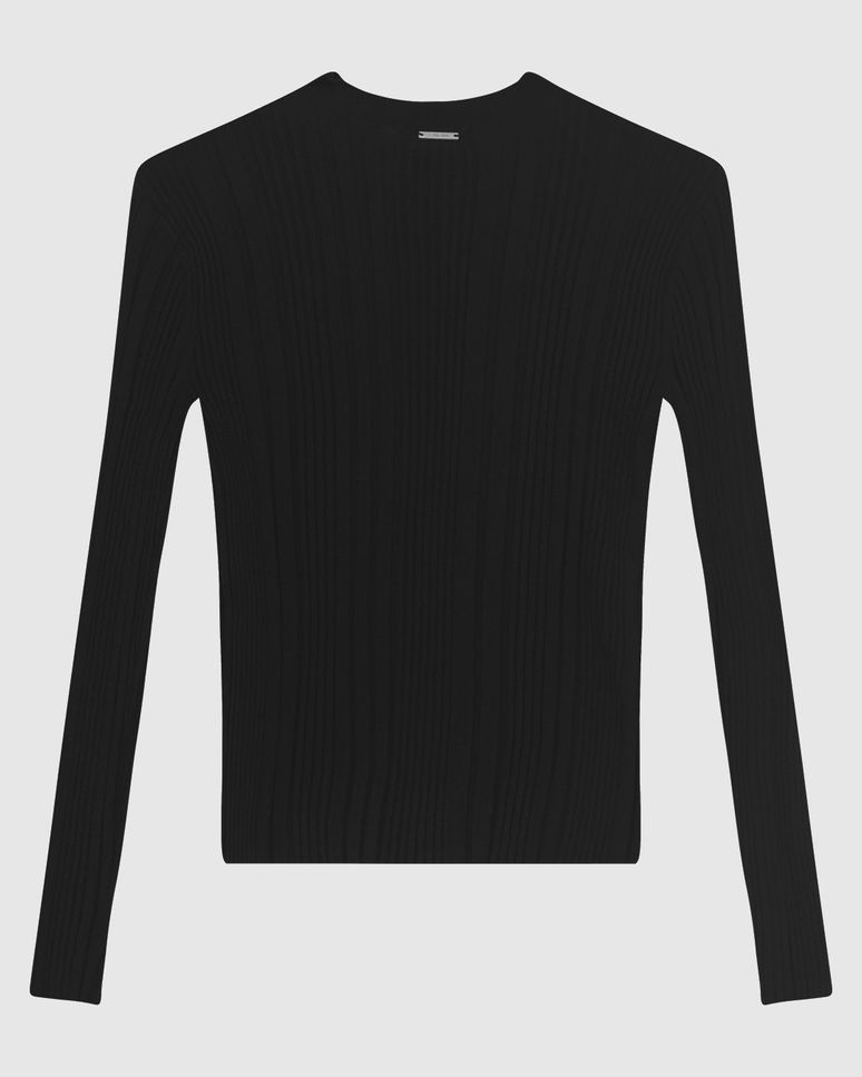 Blusa Justa Feminina Gola Alta Aplique Termocolante Strass Em Tricô - ENFIM