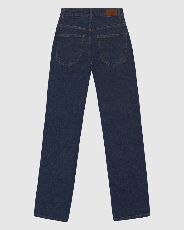 Calça Feminina Reta Cintura Alta Bolso Funcional Em Jeans Stretch - ENFIM