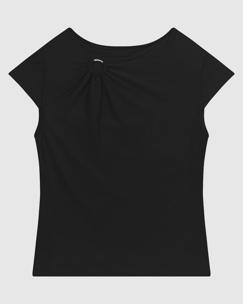 Blusa Justa Feminina Detalhe Vazado Com Argola Em Malha Conforto Dry - ENFIM