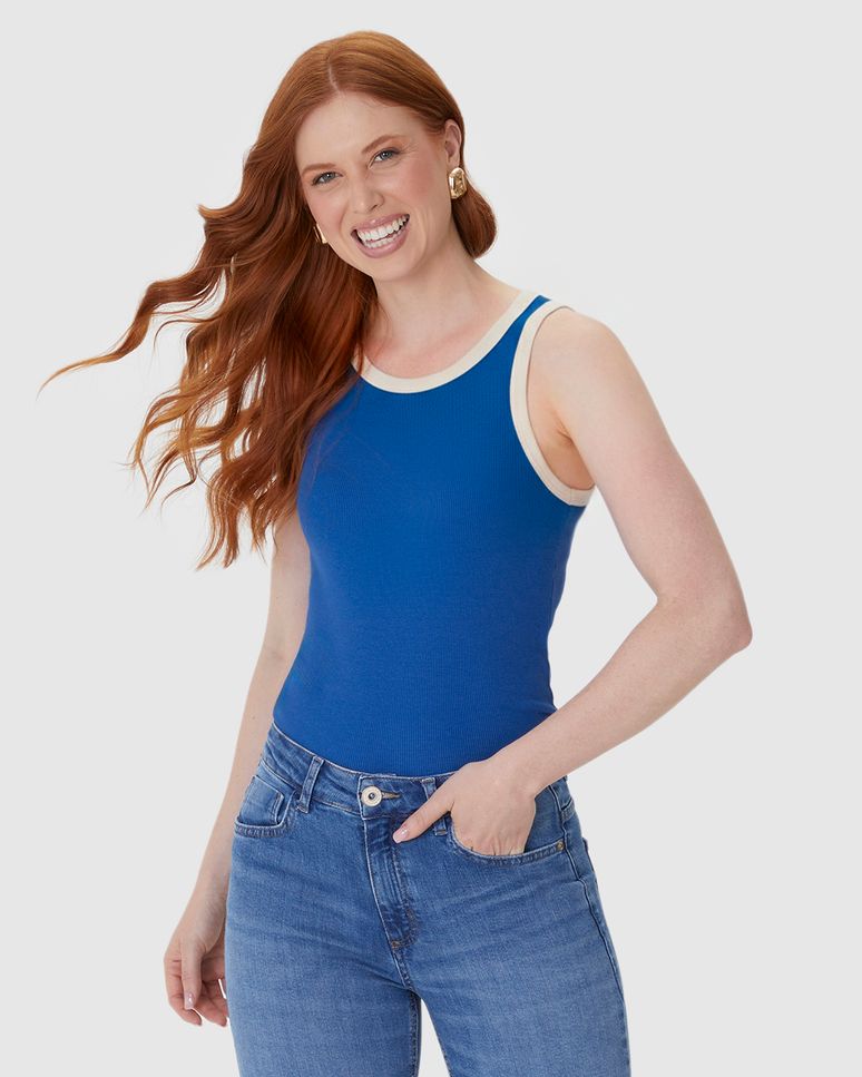 Regata Básica Feminina Decote U Em Ribana