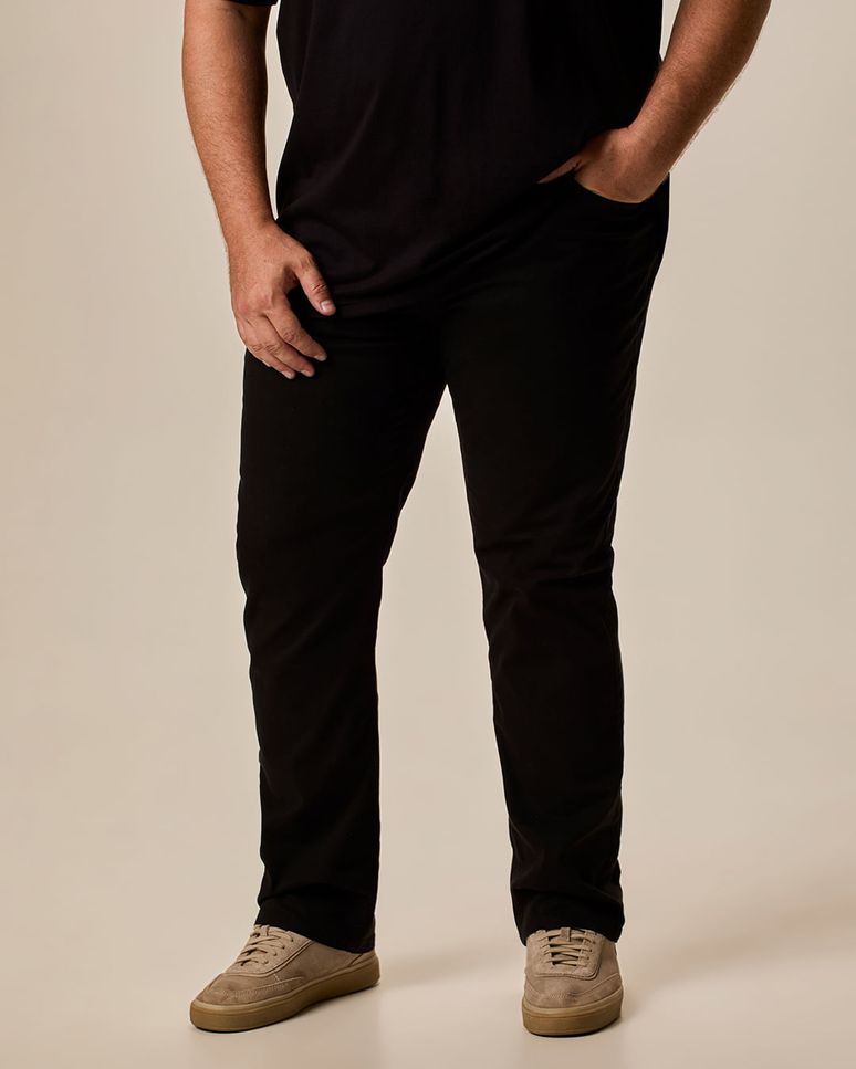 Calça Masculina Plus Size Slim Bolso Funcional Em Sarja Stretch