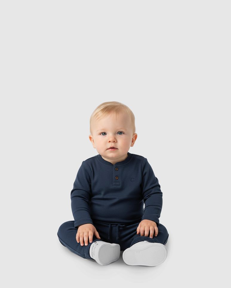 Conjunto Bebê Menino Body Manga Longa E Calça Em Moletinho - Carinhoso