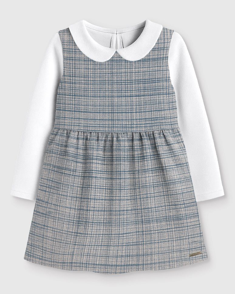 Conjunto Bebê Menina Body Manga Longa E Vestido Malha Tweed Lurex - Carinhoso