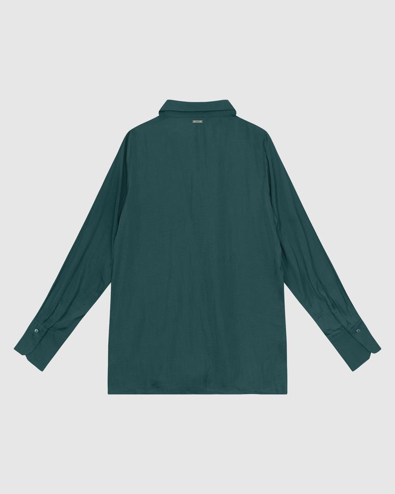 Camisa Ampla Feminina Manga Longa Abotoamento Frontal Em Cetim - ENFIM