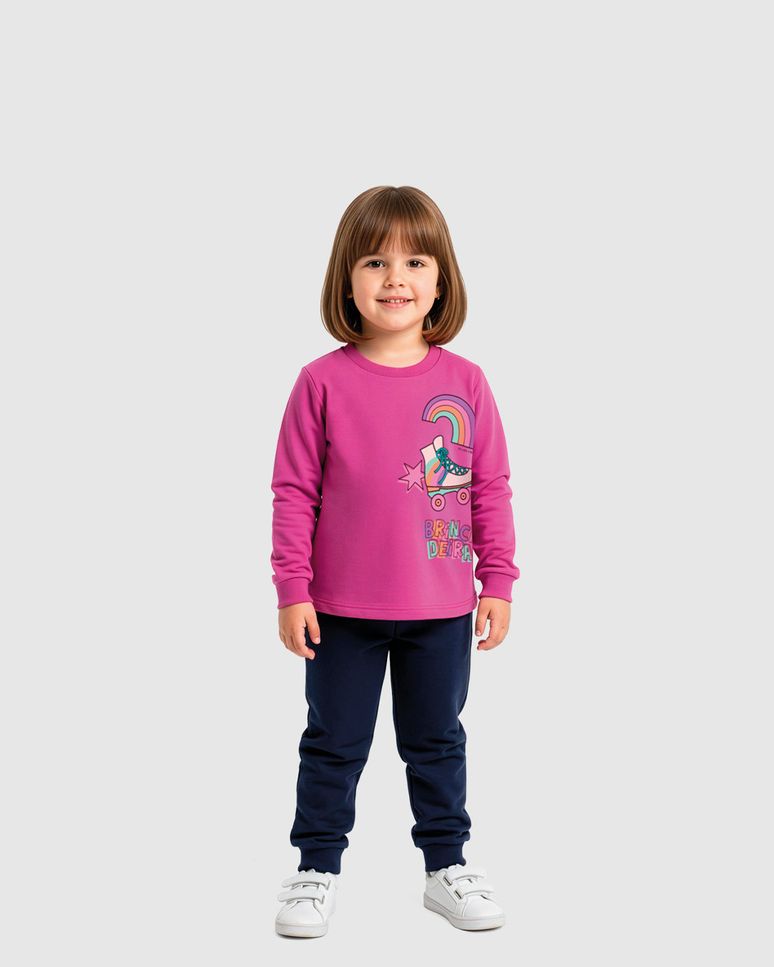 Conjunto Infantil Menina Blusão Brincadeira Em Moletom Flanelado Malwee Kids