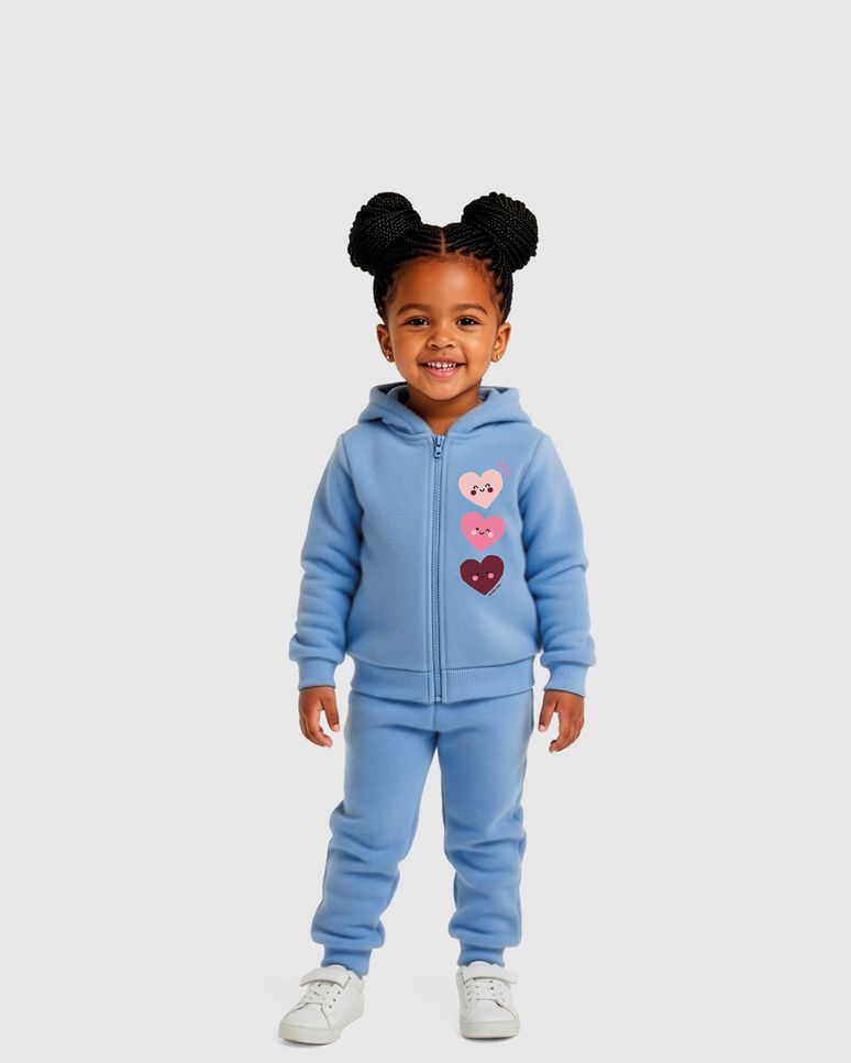Conjunto Infantil Menina Jaqueta Com Capuz E Calça Em Moletom Malwee Kids