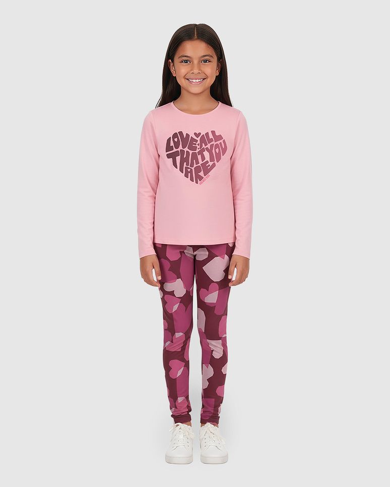 Conjunto Infantil Menina Blusa E Legging Estampada Em Algodão Malwee Kids