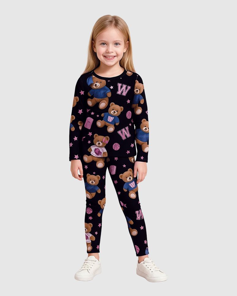 Calça Legging Infantil Estampada Em Algodão Malwee Kids