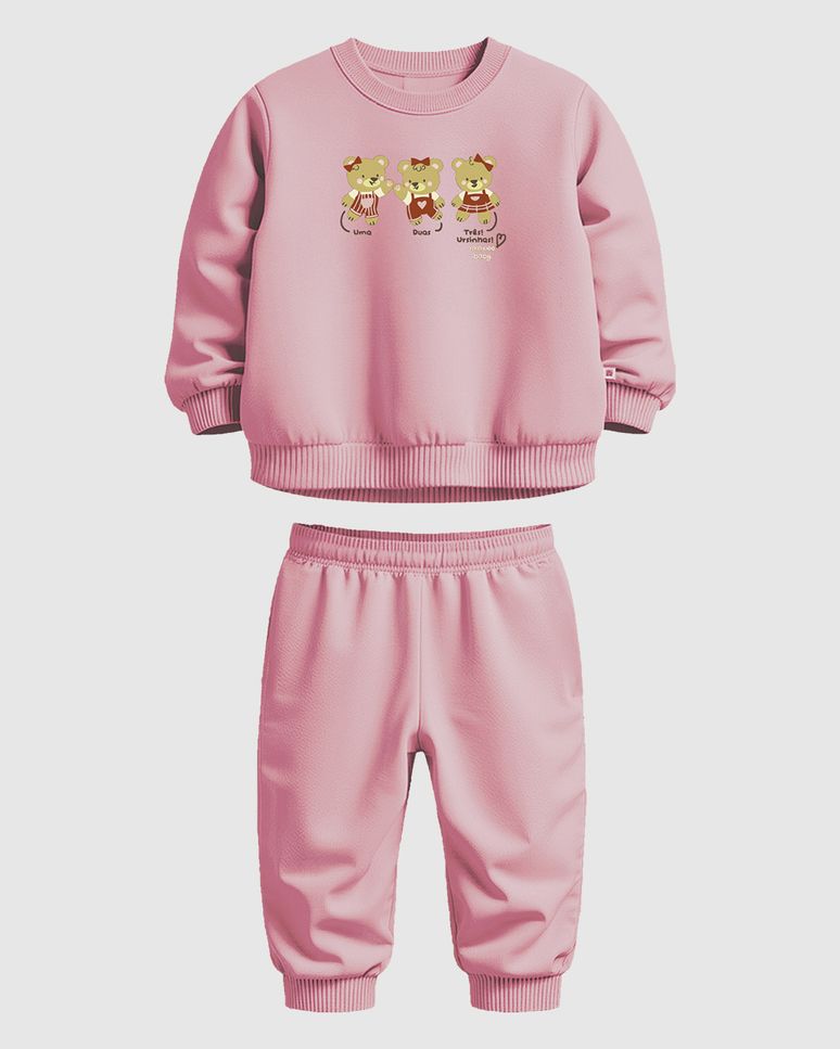 Conjunto Bebê Menina Blusão Estampa Três Ursinhas E Calça Malwee Kids