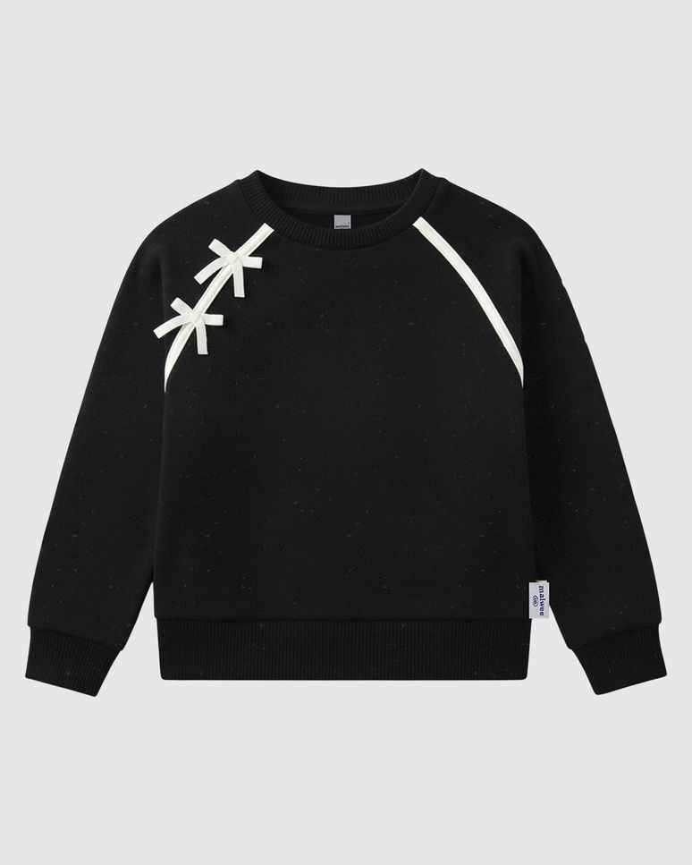 Blusão Infantil Menina Aplique Laço Em Moletom Botonê Malwee Kids