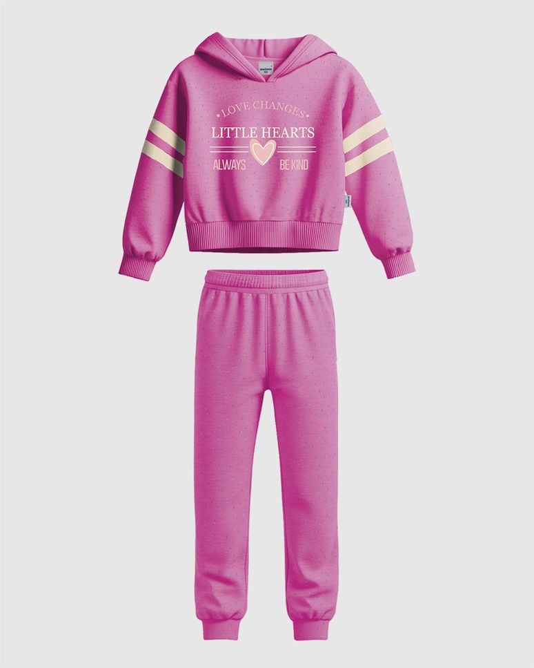 Conjunto Infantil Menina Blusão Little Hearts Em Moletom Botonê Malwee Kids