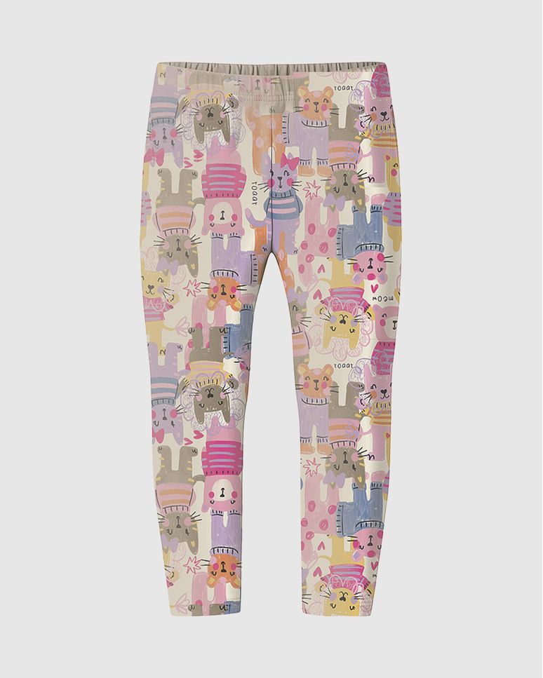 Calça Legging Infantil Estampada Cós Elástico Em Algodão Malwee Kids