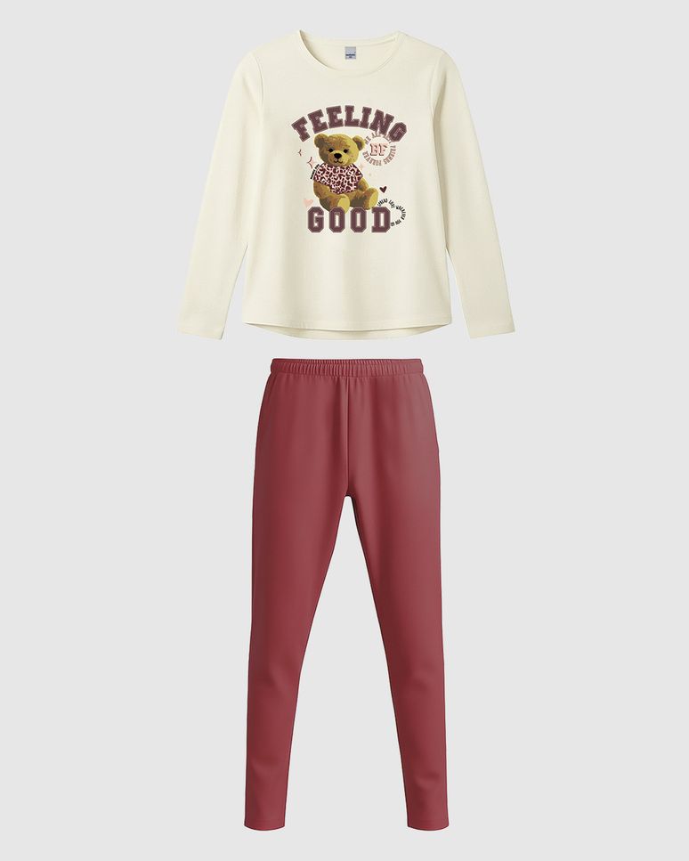 Conjunto Infantil Menina Blusa Estampa Frontal E Calça Malwee Kids