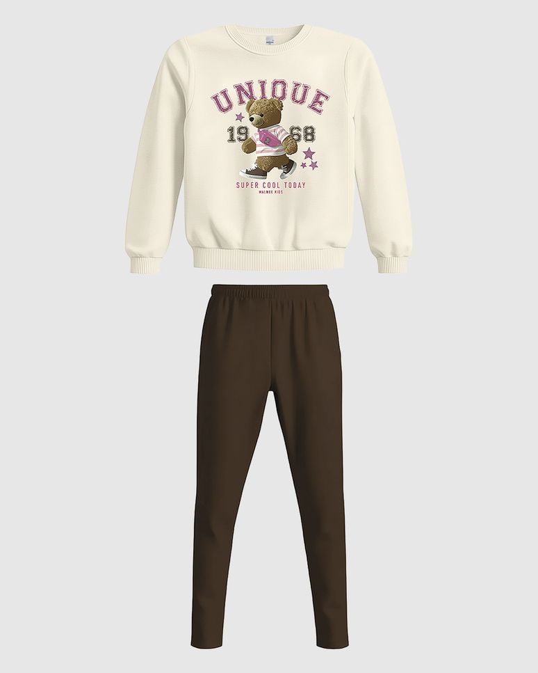 Conjunto Infantil Menina Blusão Estampa Glitter Moletom Flanelado Malwee Kids