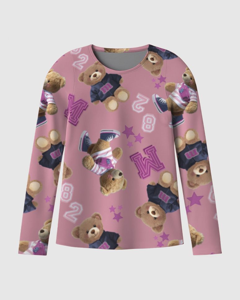 Blusa Infantil Menina Manga Longa Estampada Em Algodão Malwee Kids