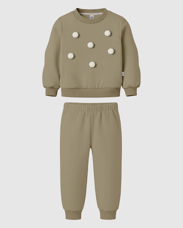 Conjunto Infantil Menina Blusão Aplique Pompom E Calça Malwee Kids