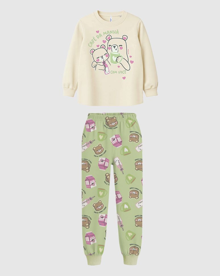 Pijama Infantil Menina Blusa E Calça Estampada Em Algodão Malwee Kids