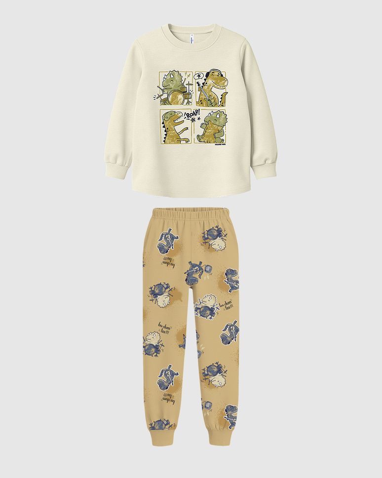 Pijama Infantil Menino Dino Rock Brilha No Escuro Em Algodão Malwee Kids