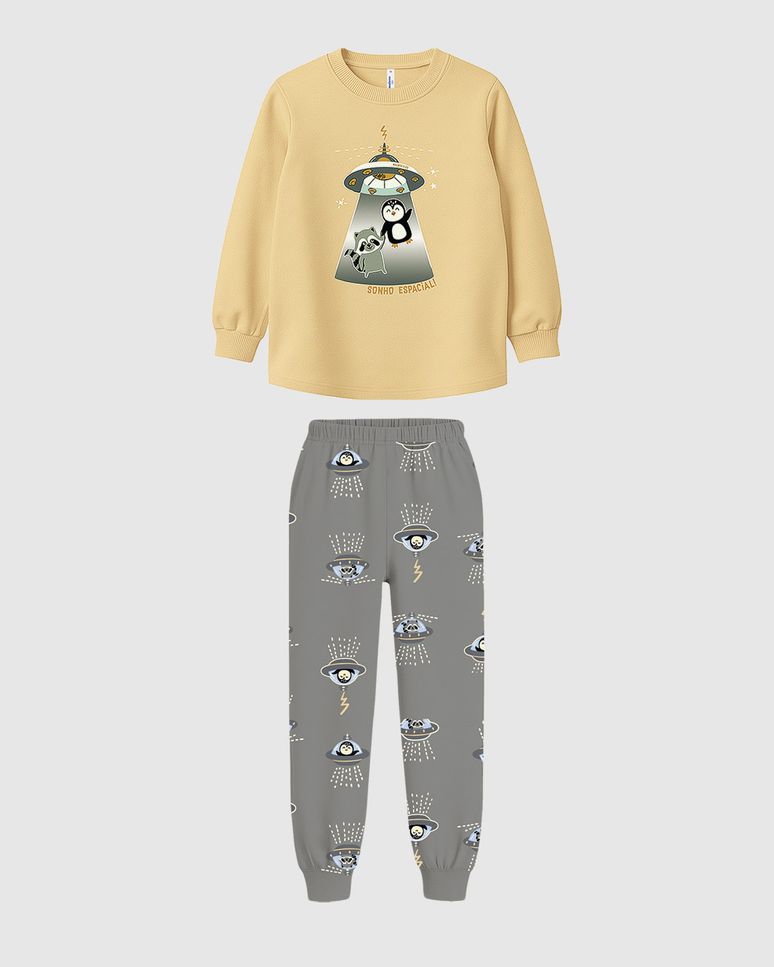 Pijama Infantil Menino Sonho Espacial Brilha No Escuro Em Algodão Malwee Kids