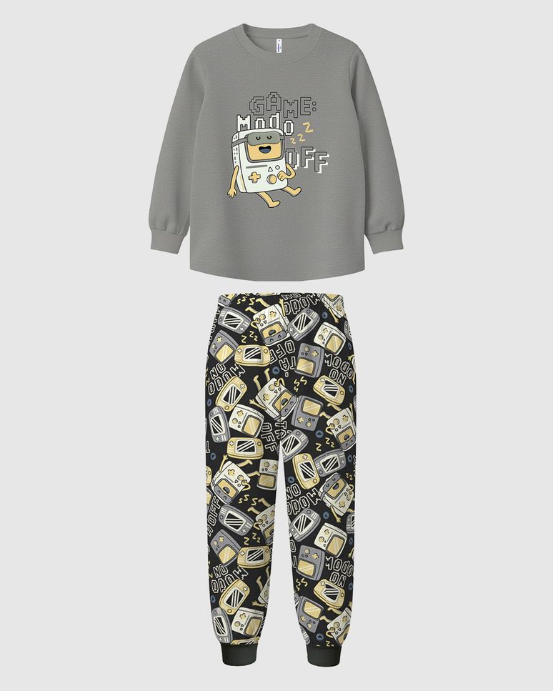 Pijama Longo Infantil Menino Game Modo Off Em Algodão Malwee Kids