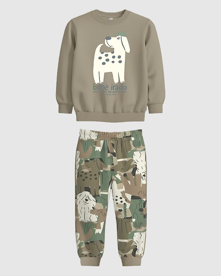 Conjunto Infantil Menino Estampa Puff Em Moletom Flanelado Malwee Kids