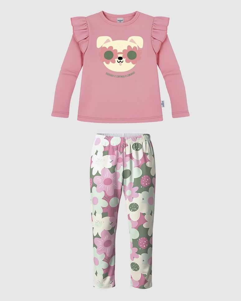 Conjunto Infantil Menina Blusa Babado Ombro E Calça Floral Malwee Kids