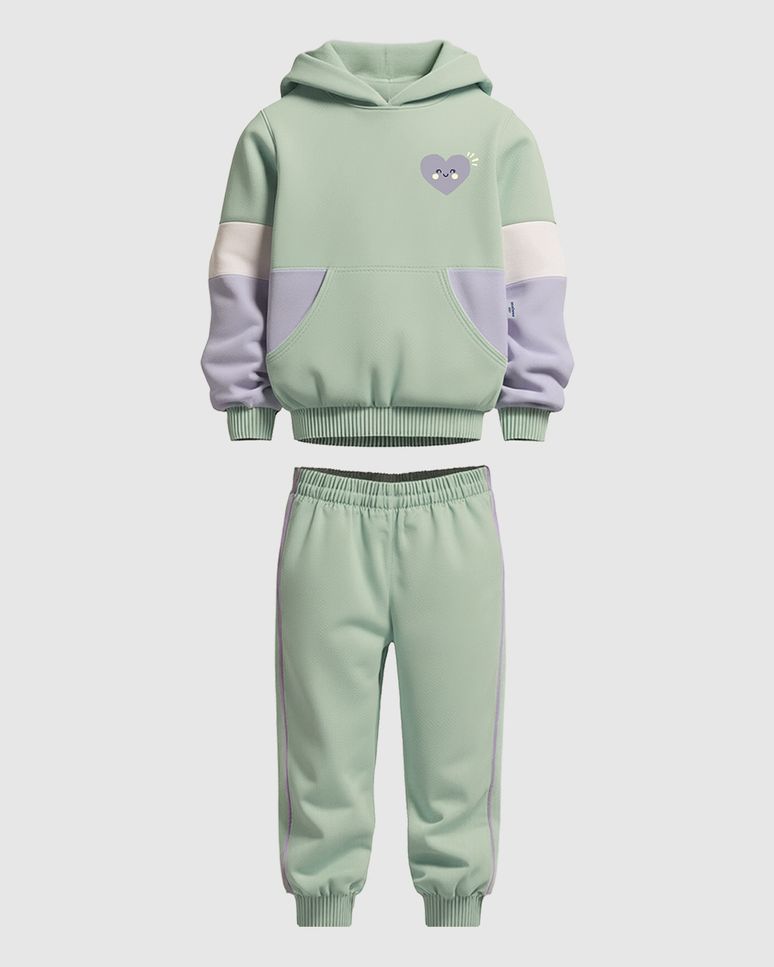 Conjunto Infantil Menina Blusão Colorido Com Capuz Em Moletom Malwee Kids