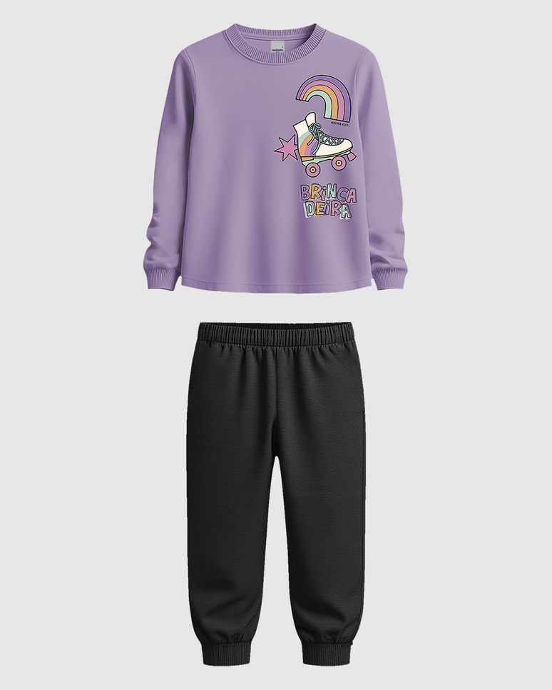 Conjunto Infantil Menina Blusão Brincadeira Em Moletom Flanelado Malwee Kids