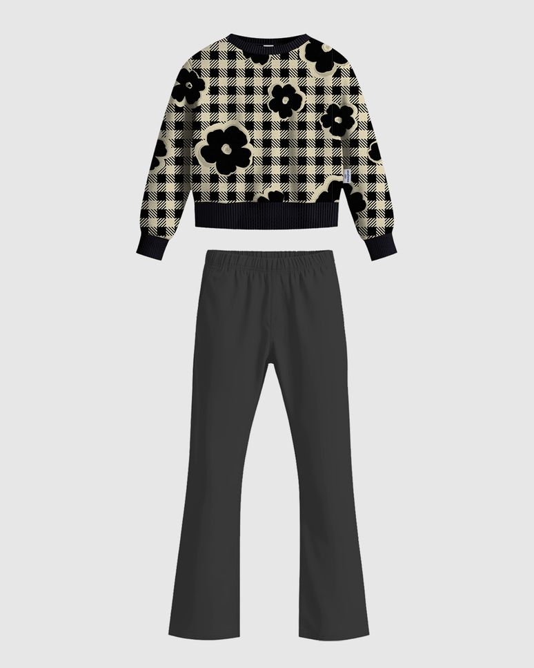 Conjunto Infantil Menina Blusão Estampado Em Moletom Stretch Malwee Kids