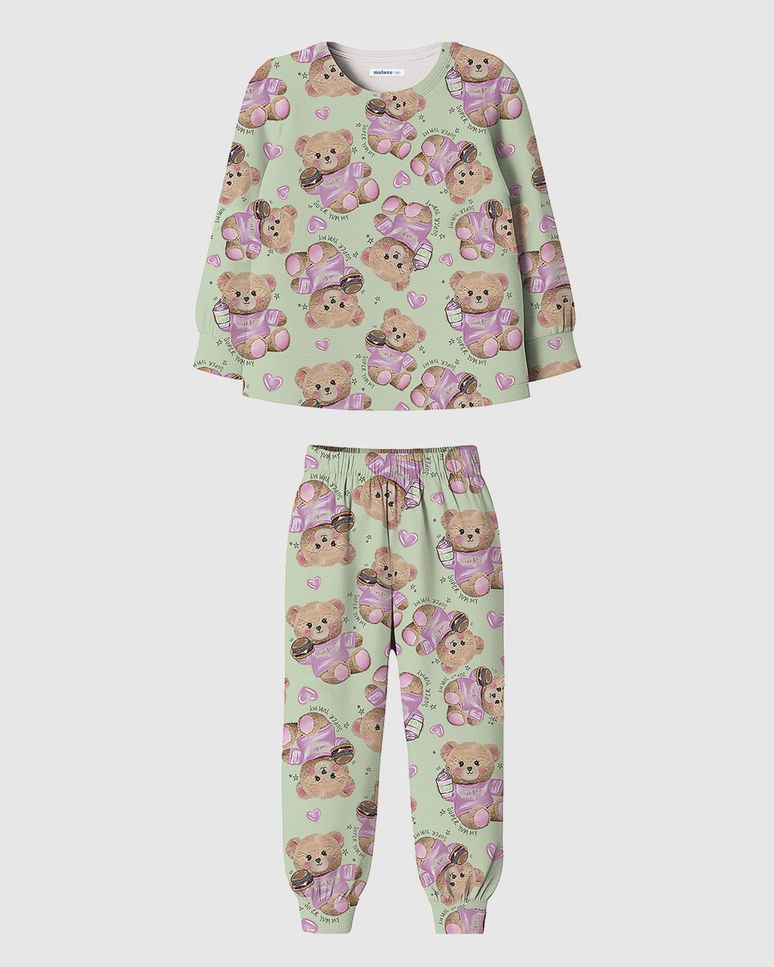 Pijama Longo Infantil Menina Estampado Blusa Manga Longa E Calça Malwee Kids